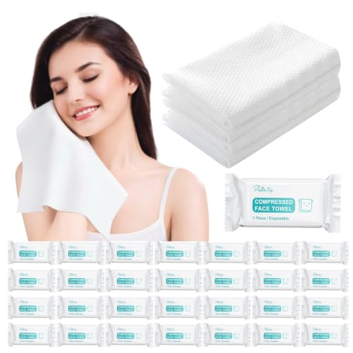 Disposable Compressed Face Towels 28pcs Large Soft & Thick, Travel-Ready