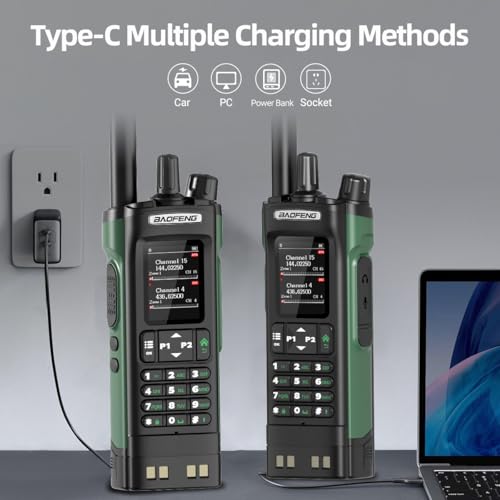 Baofeng DM-32UV Long Range Handheld Ham Radio with GPS, NOAA Weather, 3800mAh Battery - Green