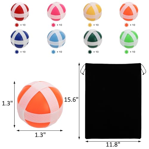 80 Pack Indoor Outdoor Sticky Darts Balls with Storage Bag - Safe Sport Game Accessories