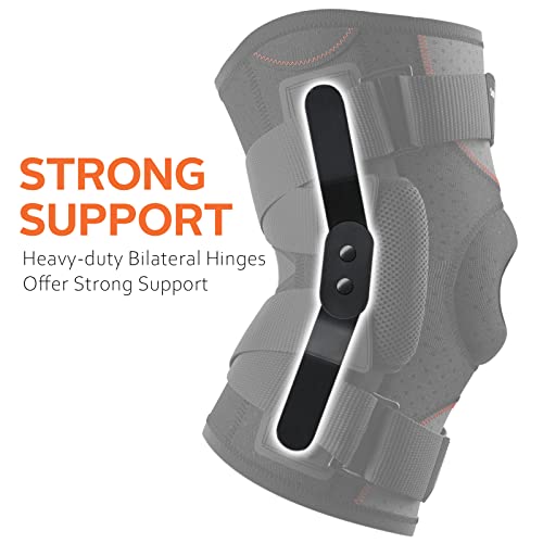 Hinged Knee Brace with Side Stabilizers - Black, Large - Supports & Pain Relief