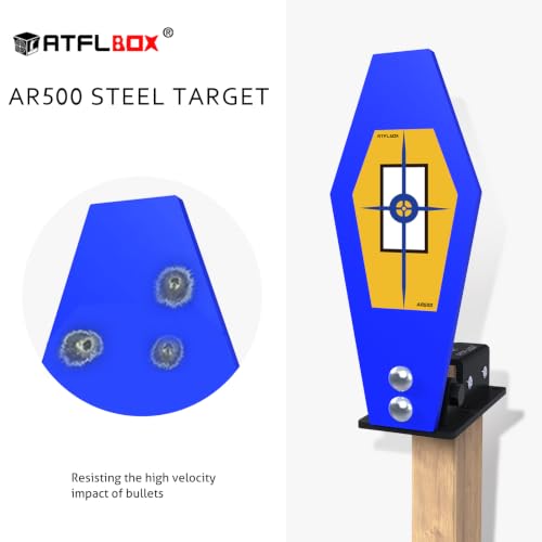 2 Pack Auto Reset Shooting Targets 3/8 Inch AR500 Steel 12.5x6 Inch for Pistol Rifle Range