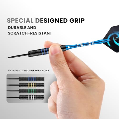 24g Steel Tip Darts Set with Aluminum Shafts & Sharpener - Professional Dart Kit for Adults