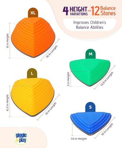 Kids Balance Stepping Stones Set of 12 – Indoor & Outdoor Toddler Playground Equipment