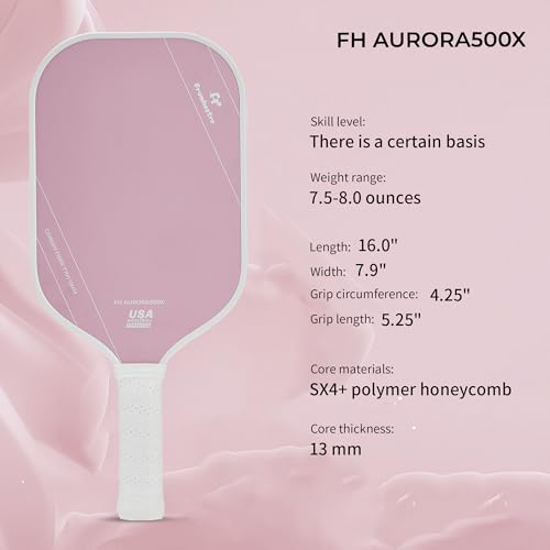 Frumhestre T700 Carbon Fiber Pickleball Paddle Pink 14mm Thick Offensive Speed & Control