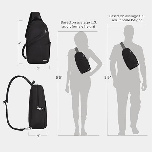 Travelon Anti-Theft Classic Sling Bag Black - RFID Blocking, Lightweight