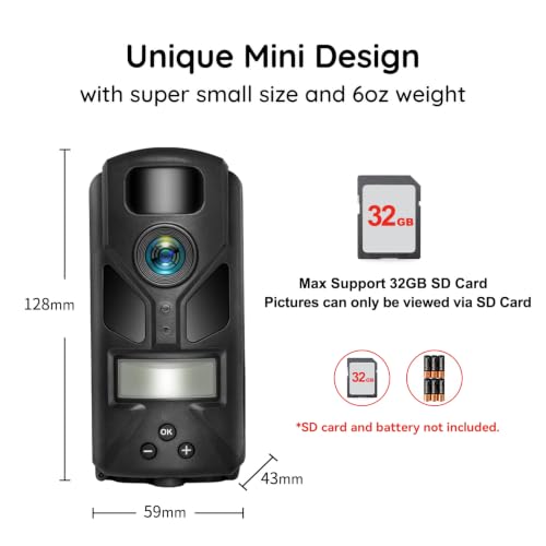 20MP Mini Trail Camera with Night Vision 80ft Range Waterproof Hunting Camera