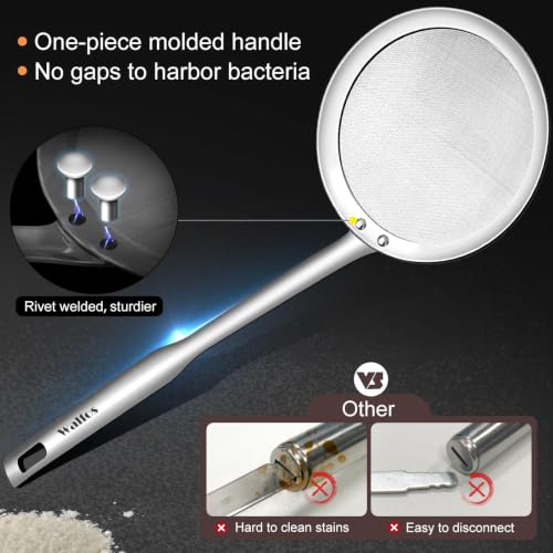 Walfos Stainless Steel Fat Skimmer Spoon Set - 3 Sizes for Cooking and Fat Removal