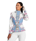 ACEGOLFS Women's Floral Golf Jacket Blue XL Lightweight Zip-Up Athletic Outerwear