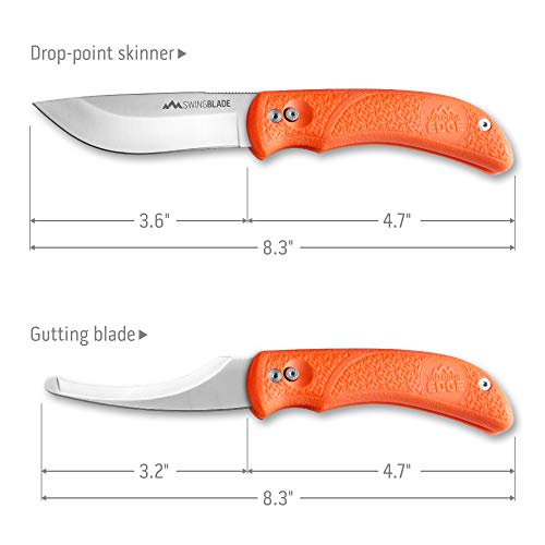 Outdoor Edge SwingBlaze Double Blade Hunting Knife with Rotating Skinning & Gutting Blades, Blaze Orange, SZ-20N