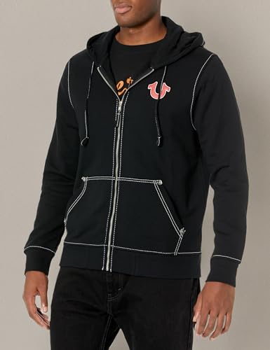 Men's Big T Zip Up Hoodie - Black, Medium, Graphic Sweatshirt