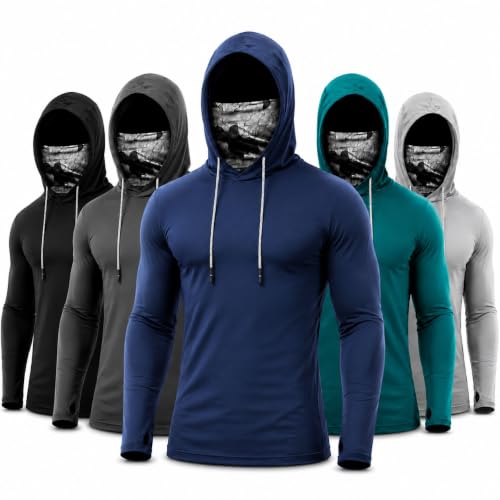 Men's UPF 50+ Sun Shirt with Hood & Face Mask - 5-Pack, Sizes Large, Color Options