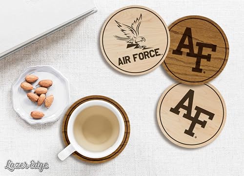 Wooden Coaster Set with Falcon Logo - Cherry Wood, 4-Pack - Officially Licensed Team Sports Collectible