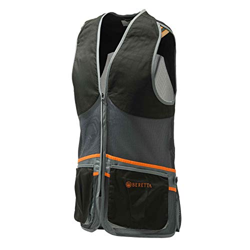 Unisex Mesh Shooting Vest Black Grey Large - Breathable Lightweight Competition Vest with Cartridge Pockets