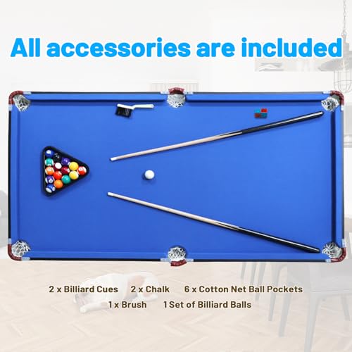 Seydrey 54 Inch Folding Pool Table - Portable Billiard Game Table for Home & Office