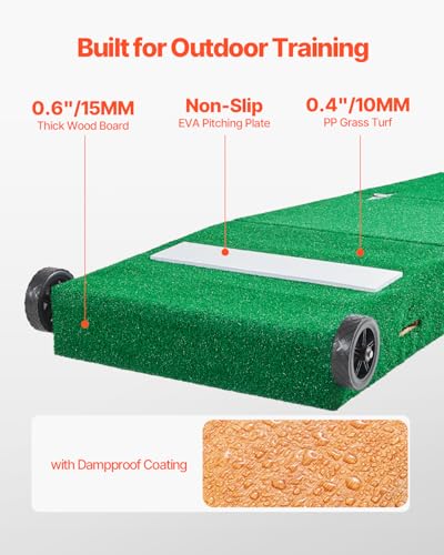 90 Inch Portable Baseball Pitching Mound with Wheels, Green Indoor/Outdoor Training Equipment