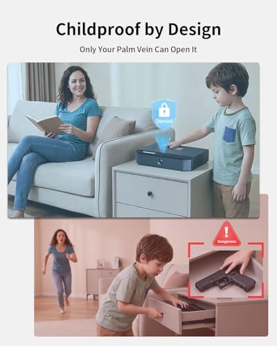 Biometric Palm Vein Contactless Gun Safe with Quick Access and Child Safety