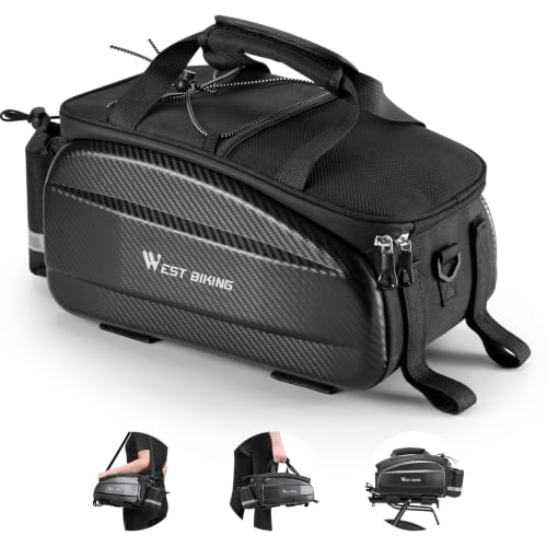 West Biking Waterproof Hard Shell Bike Rear Rack Bag 11L with Rain Cover - Black-2