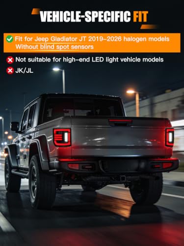 UNI-SHINE Pack of 2 Clear Lens Tail Lights for Jeep Gladiator JT 2019-2026 - Turn Signal & Brake Light Assembly