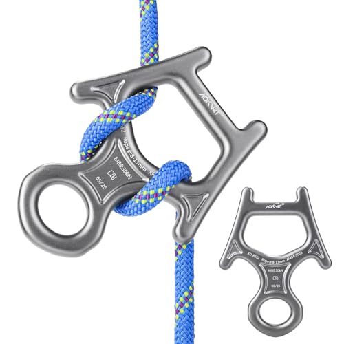 30kN Figure 8 Descender 7075 Aluminum Alloy Heavy Duty Belaying and Rappelling Device Tree Climbing Gear for Rock Climbing Mountaineering Arborist Caving Rescue Aerial Work Yoga 8-12mm Ropes