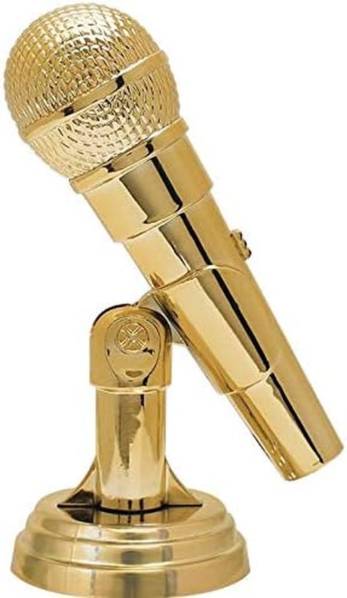 Crown Awards Microphone Trophy - Custom Engraved 6" Gold Trophy on Black Base | Personalized Gift