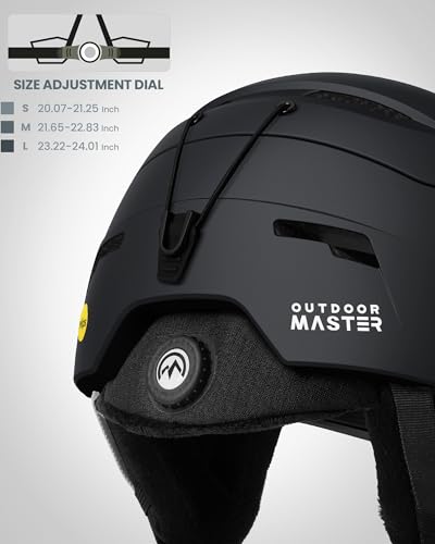 OutdoorMaster ELK MIPS Ski Helmet Large Matte Black Snowboard Helmet for Men Women & Youth