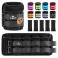 Black Adjustable Ankle Weights Pair 7.5 lbs Removable for Gym Jogging Fitness