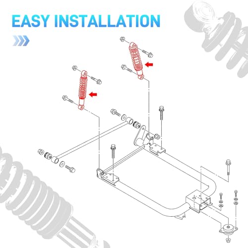 Red Heavy Duty Rear Golf Cart Shock Absorbers for Yamaha G14-G29 Models - Spring Suspension