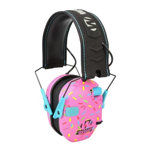 Walker's Razor Slim Electronic Ear Muffs Pink Sprinkles Hearing Protection