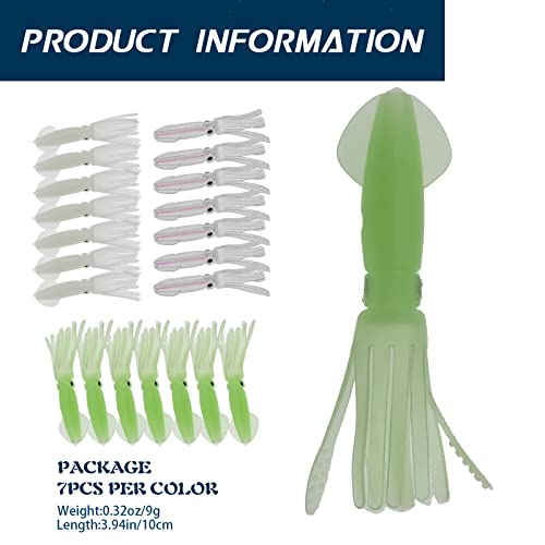 F-Glow Squid Lures 21pcs Soft Plastic Swimbaits for Freshwater & Saltwater Fishing
