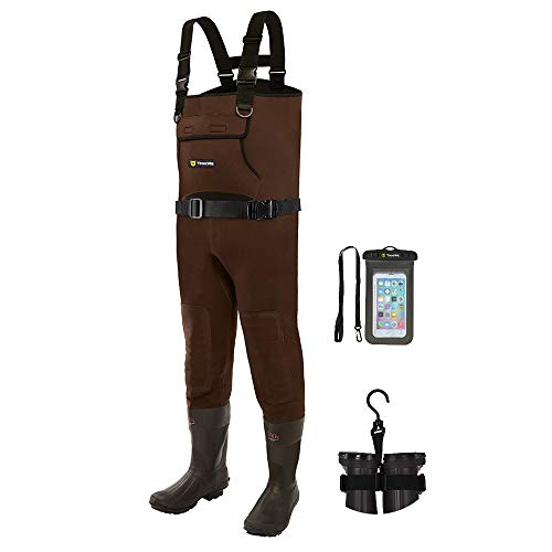 TIDEWE Neoprene Chest Waders for Men - Waterproof Bootfoot Hunting Waders - Brown 11