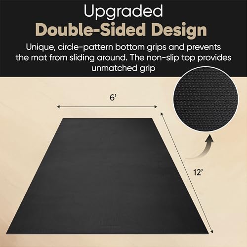 Onyx Black Yoga Mat with Gray Towel, Straps & Carry Bag - 7' x 5' 8mm Non-Slip Exercise Mat