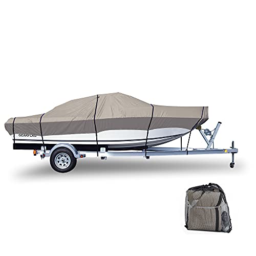 GEARFLAG 16'-18.5' Heavy Duty Waterproof Boat Cover 600D Marine UV-Resistant with Adjustable Straps