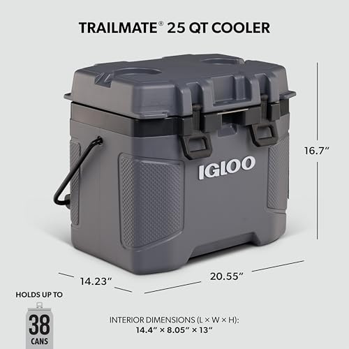Igloo Trailmate Cooler 25Qt Carbonite Insulated Hard Shell Ice Chest