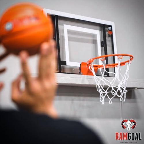 Wall Mounted Indoor Mini Basketball Hoop with Ball - 24-Inch Backboard & Breakaway Rim - Variation: Basketball Hoop + Ball