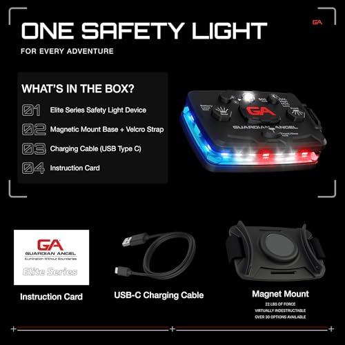 Guardian Angel Elite Safety Light Blue & Red 1-Pack - Wearable, Hands-Free Visibility
