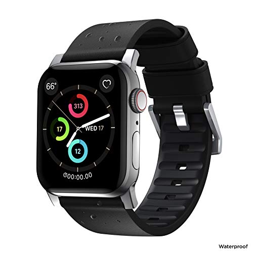 Nomad Active Leather & Waterproof FKM Rubber Apple Watch Band 45mm