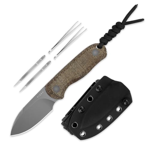 Kizer Drop Bear Fixed Blade Knife Brown Burlap Micarta Handle 2.57" Gray Steel