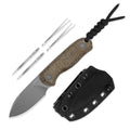 Kizer Drop Bear Fixed Blade Knife Brown Burlap Micarta Handle 2.57" Gray Steel