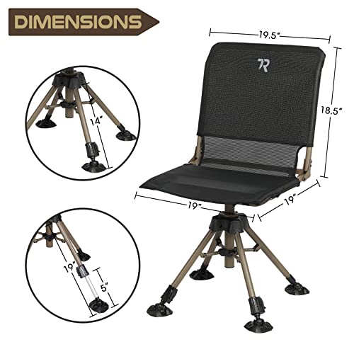 Black 360° Silent Swivel Hunting Chair - Armless Folding Adjustable Height