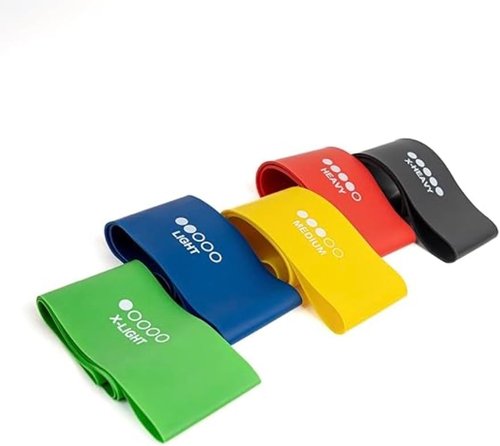 Fitness Fusion Resistance Loop Bands Set of 5 - Durable Non-Slip Design for Home & Gym Workouts