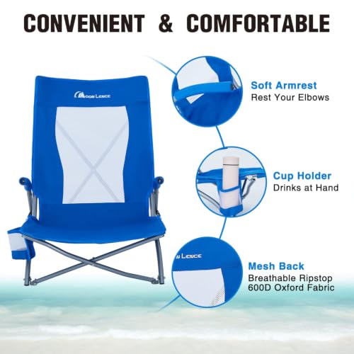 Blue MOON LENCE 2 Pack Portable Folding Beach Lawn Chairs for Adults Camping Outdoor
