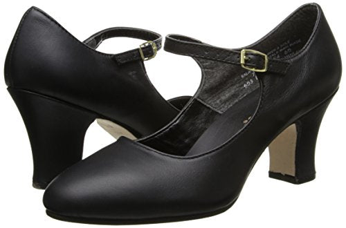 Women's Character Shoe - Manhattan Style, Black, Size 4, Non-Slip Heel