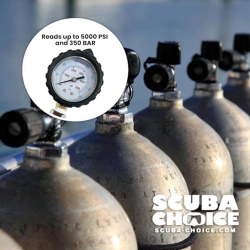 Yoke Valve Tank Pressure Gauge 5000 PSI 350 BAR for Scuba Diving