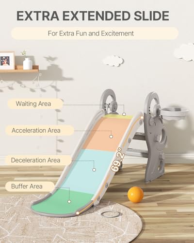 Babytronic Gray & White Toddler Slide Indoor Outdoor Playset for Ages 1-3