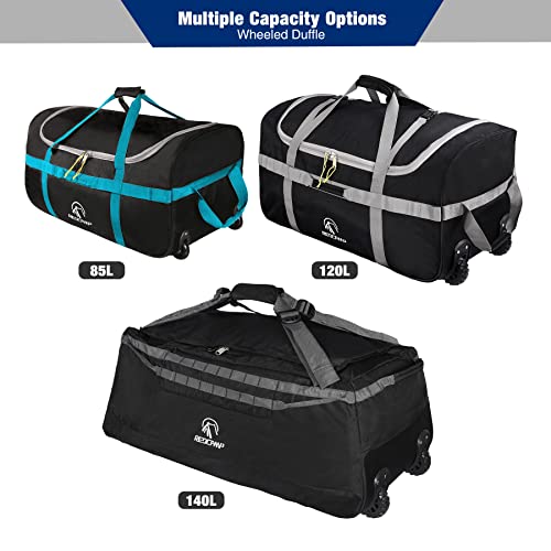 140L Large Foldable Travel Duffle Bag with Wheels - Black