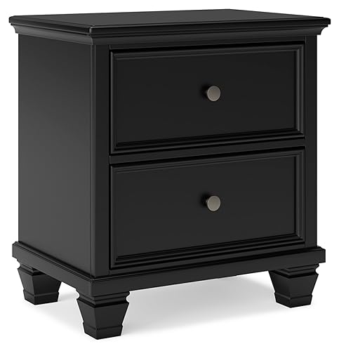 Tall Black Farmhouse Nightstand with 2 Drawers - Signature Design Ashley