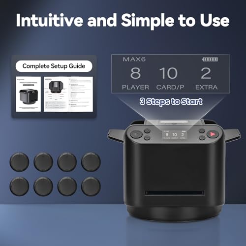 Black 2-in-1 Automatic Card Shuffler and Dealer Machine with 8 Remotes - MagicDealer