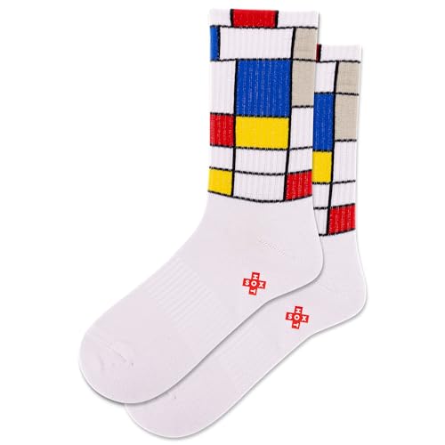 Women's Artist Series Crew Socks - The The Birthday, Mondrian White, 4-10