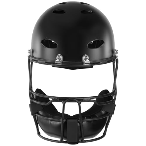 Tontron Matte Black Slowpitch Softball Helmet with Face Mask - Large