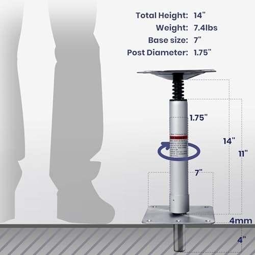 2 Pack Boat Seat Pedestal Base Mount Kit for Fishing & Marine Use - Universal 14" Adjustable Support